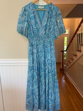 Hale Bob Aqua & Teal Swirl-Print Maxi Dress